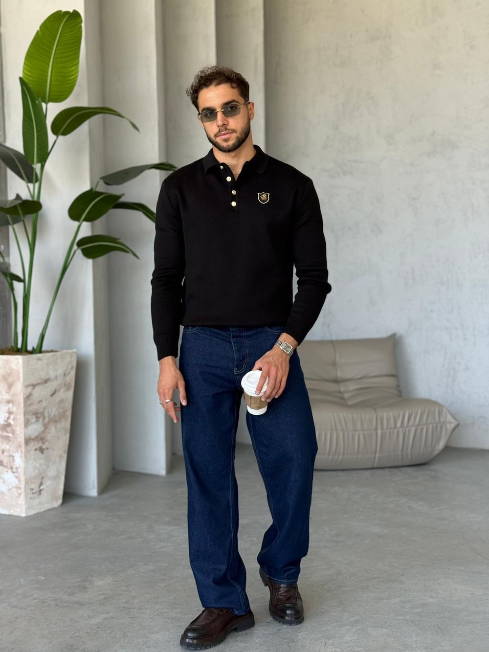 Regular Fit Old Money Polo Yaka Triko SİYAH