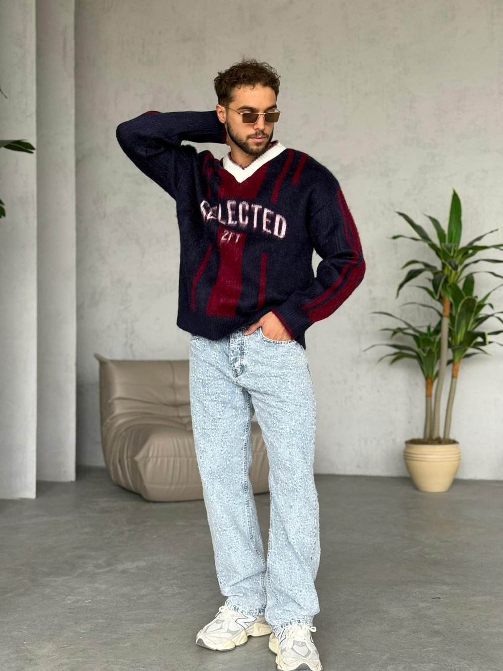 SELECTED TRİKO KAZAK BORDO LACİVERT