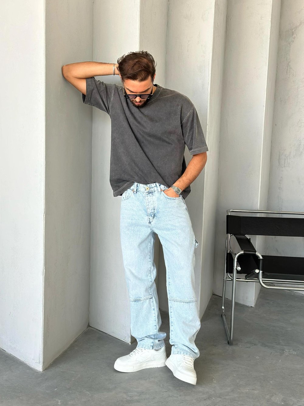 T101 Yıkamalı oversize 2 iplik t-shirt