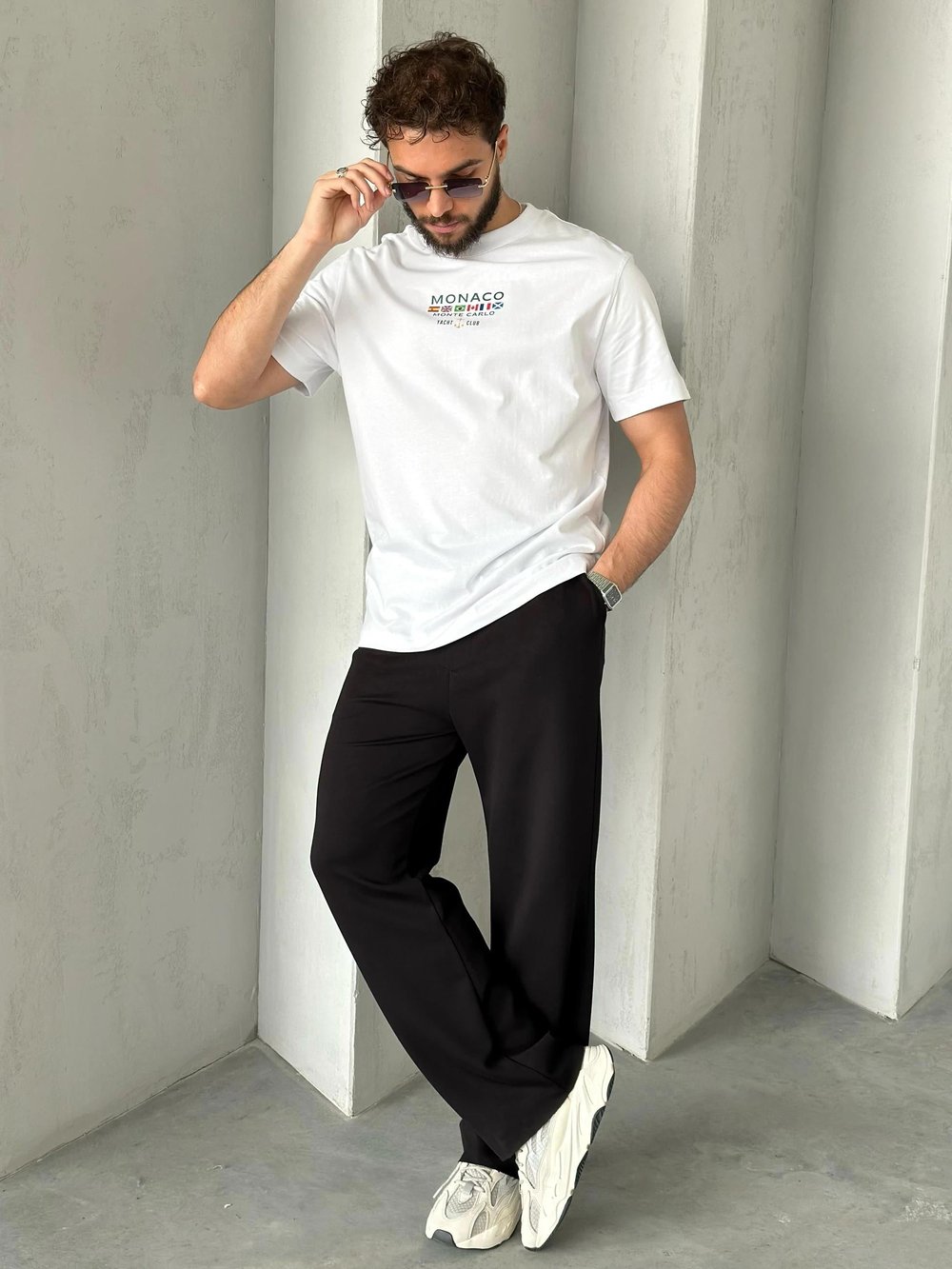 T1997 Monaco Yacht Club T-shirt Beyaz