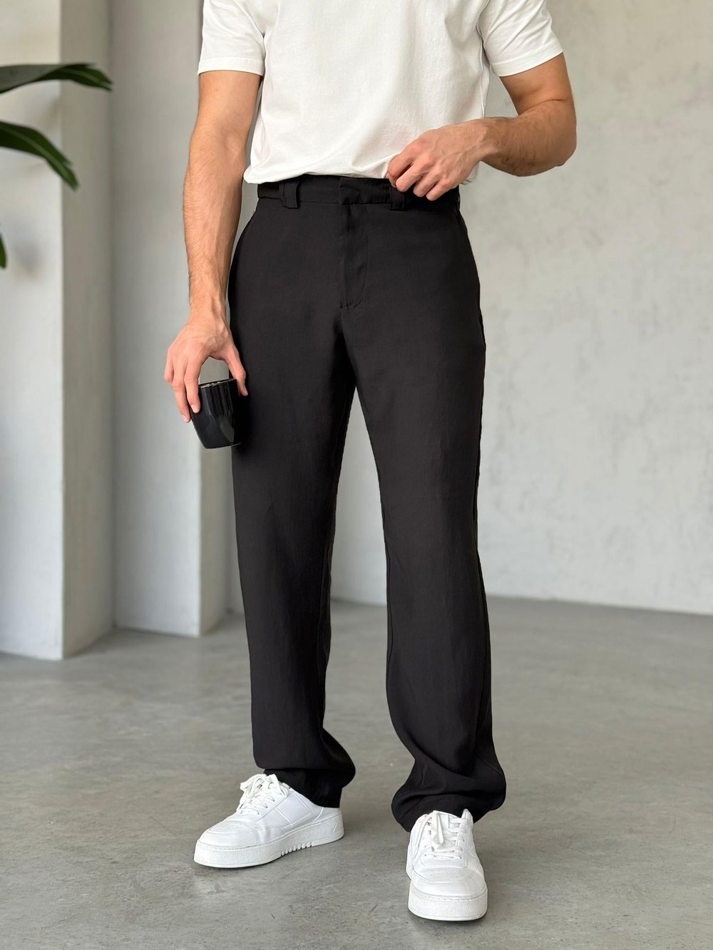 Tensel Kumaş Baggy Pantolon - Siyah