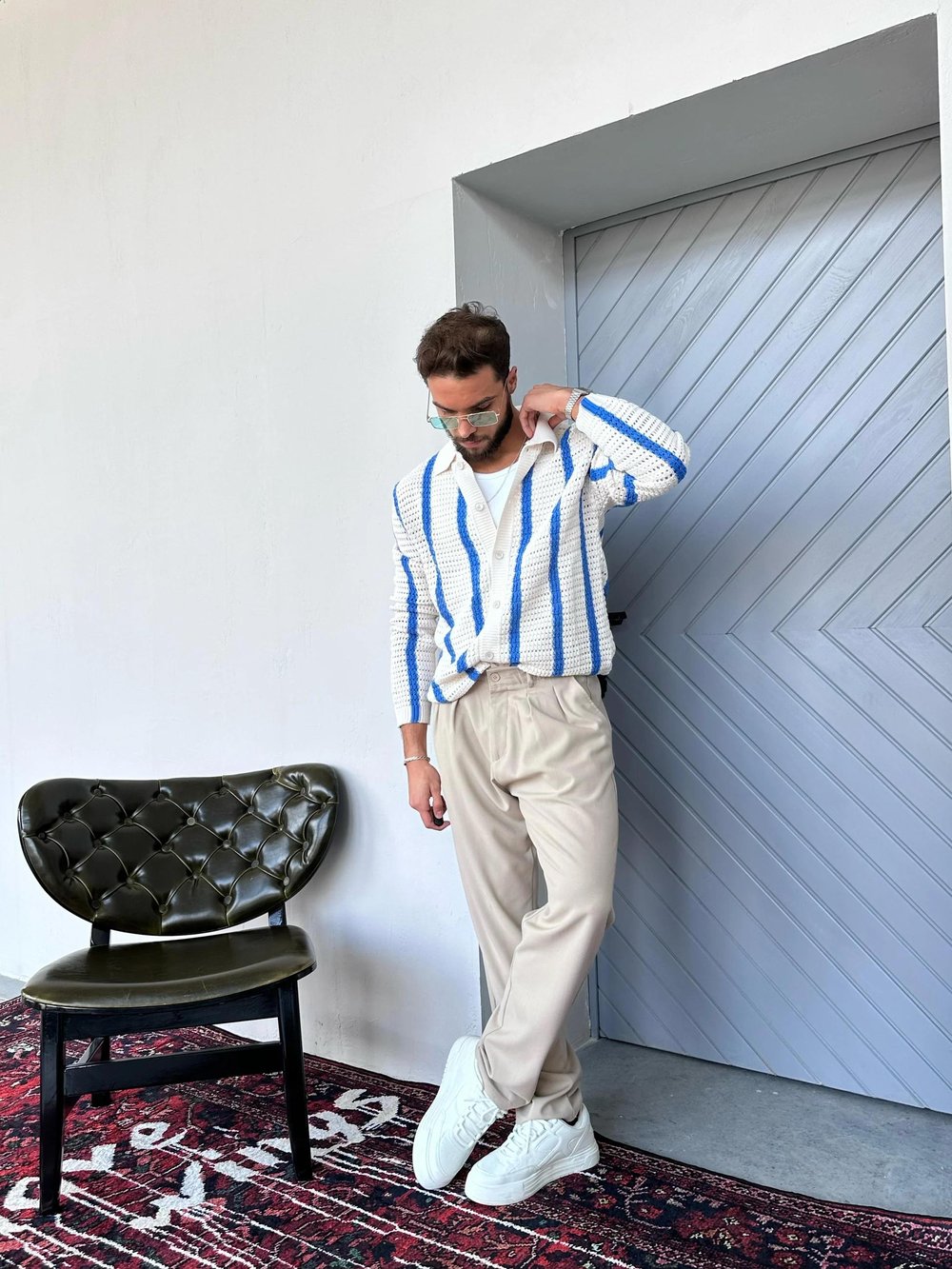 TR1005 ÇİZGİLİ ÖRME TRİKO HIRKA