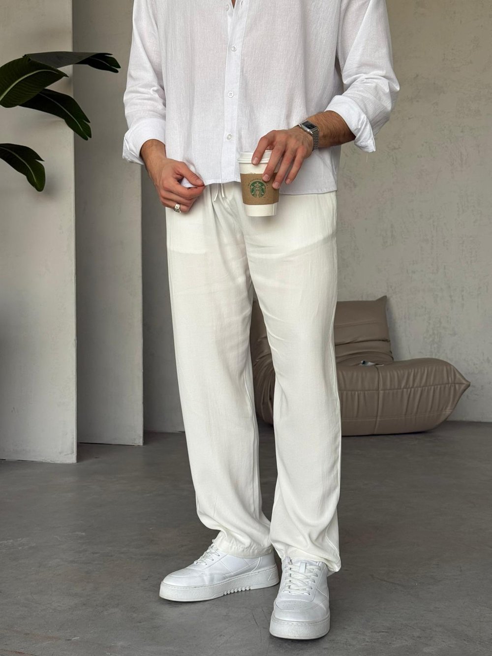 Yıkamalı Modal Jogger Pantolon  Y - Ekru