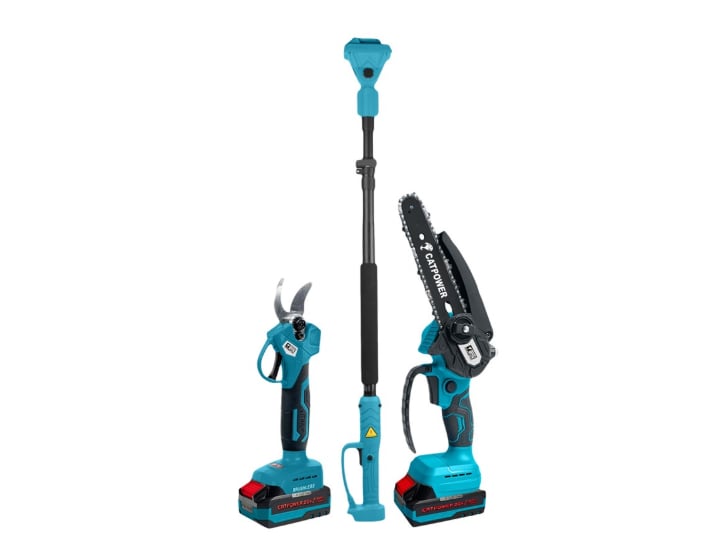 CATPOWER CAT1520 KÖMÜRSÜZ AKÜLÜ 2 Lİ SET DAL BUDAMA VE ZİNCİRLİ TESTERE (TELESKOPİK UZATMA) 20V 2.0Ah