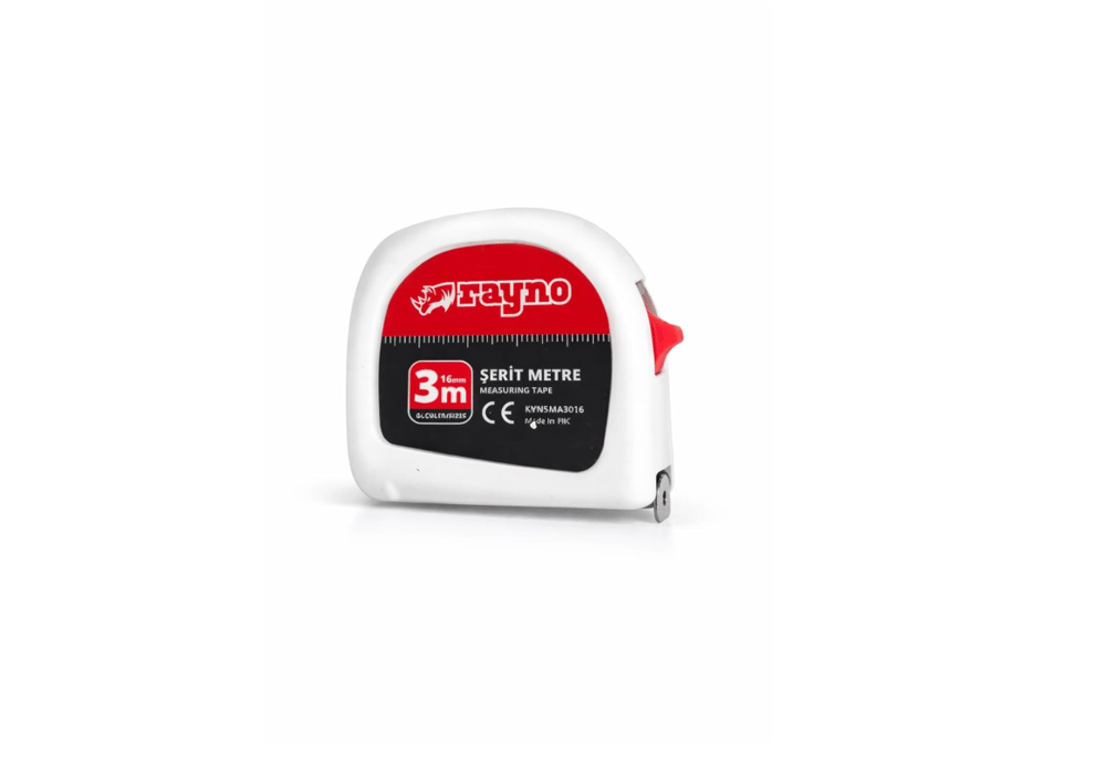 Rayno 3 Metre Şerit Metre 16mm – Profesyonel Ölçü Metresi, Kilitli Çelik Şerit Metre, Dayanıklı Ölçüm Metresi, İnşaat Marangoz ve Ev Kullanımı İçin Ölçüm Aleti