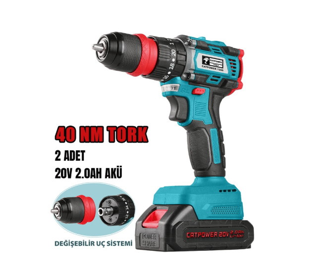CATPOWER CAT1350 KÖMÜRSÜZ DARBELİ AKÜLÜ VİDALAMA 20V Lİ-İON 2.0Ah