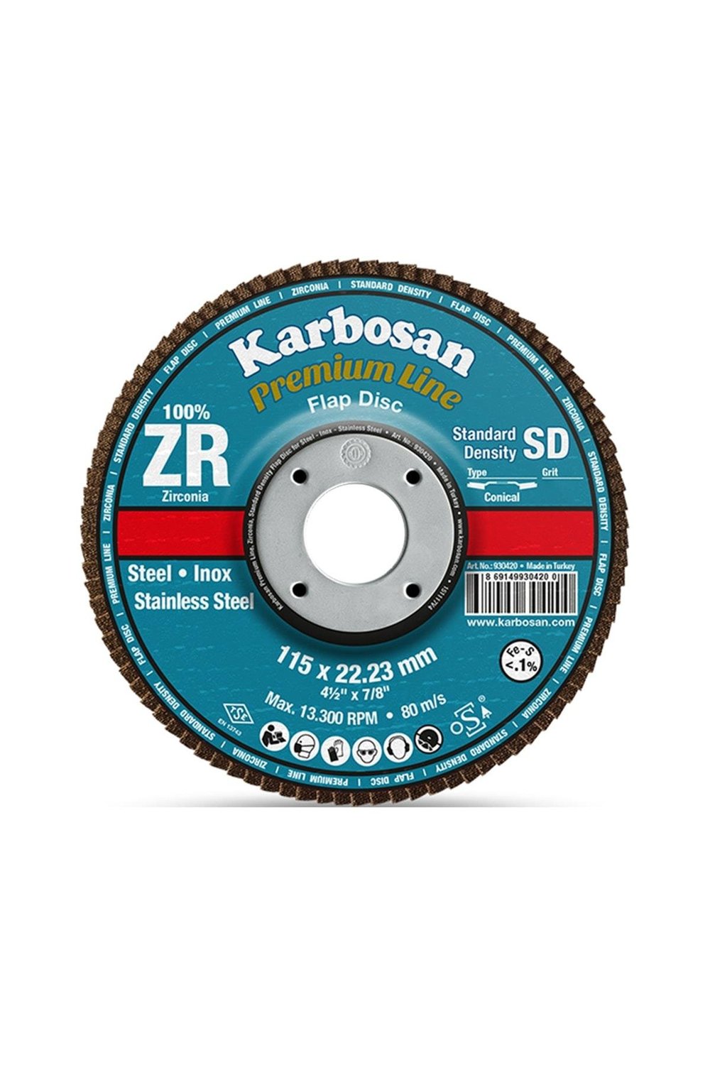 Karbosan 115x22.23 Zirkonyum (zr) Flap Disk 80 Kum (10 Adet)