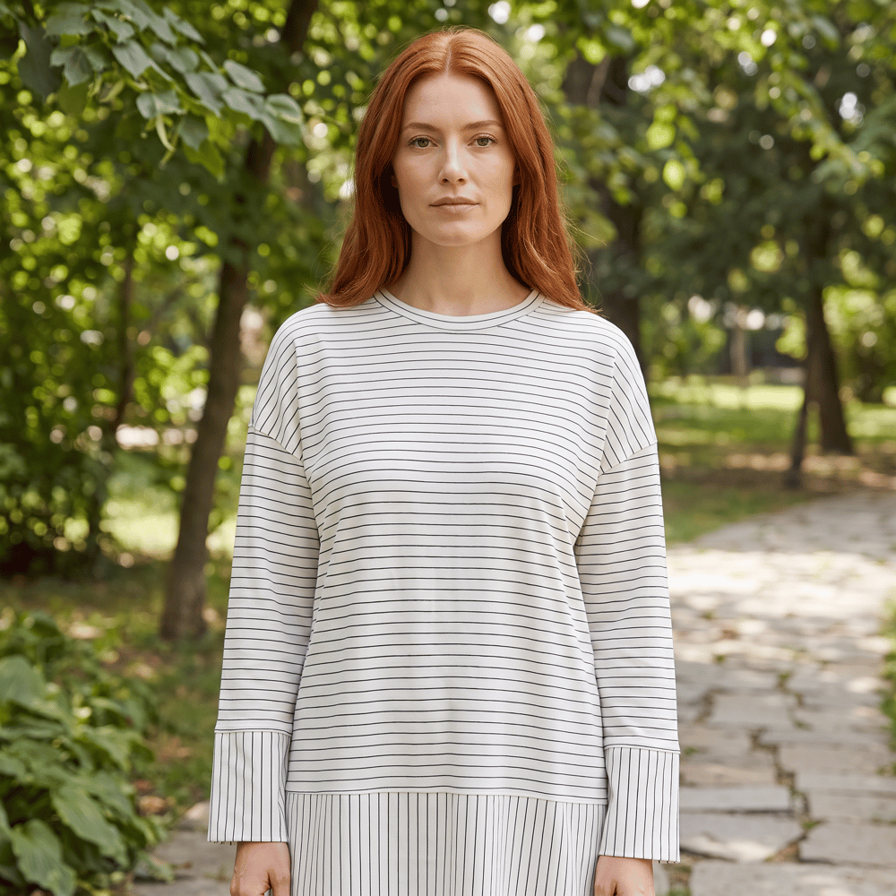 Çizgili Oysho Sweat Ekru 5023