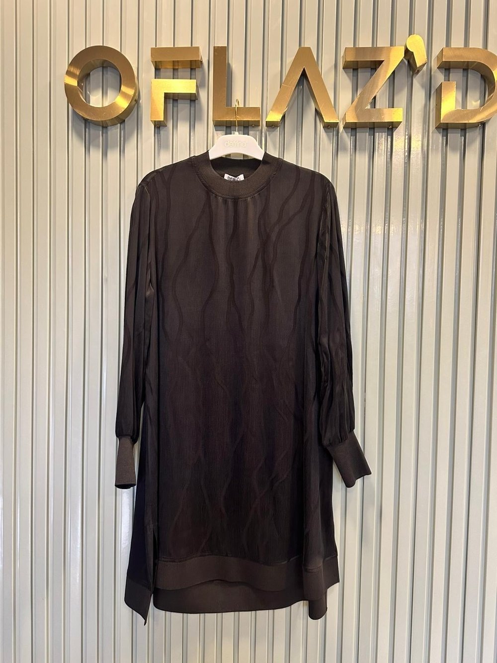 Defrina Dalgalı Desen Qupra Tunik Siyah 31312