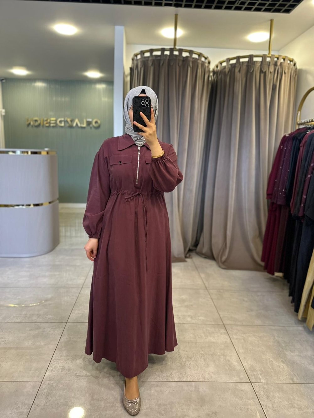 İkoll Fermuar ve Cep Dty. Elbise Bordo 36516 