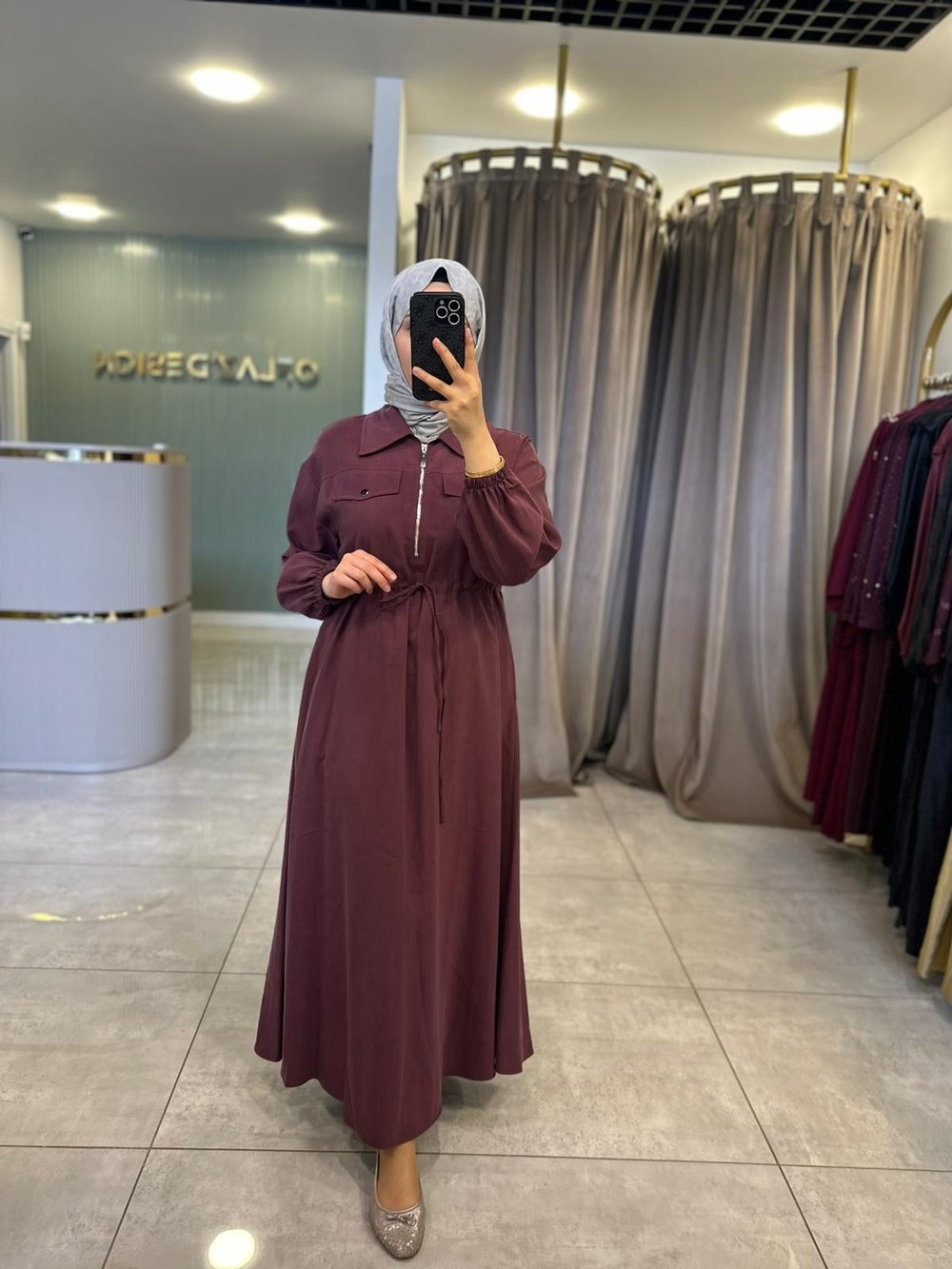 İkoll Fermuar ve Cep Dty. Elbise Bordo 36516 