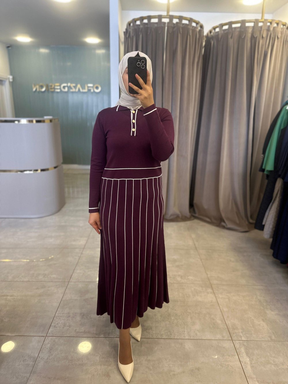 Missemramiss Elegante Triko Elbise Mürdüm 4586 