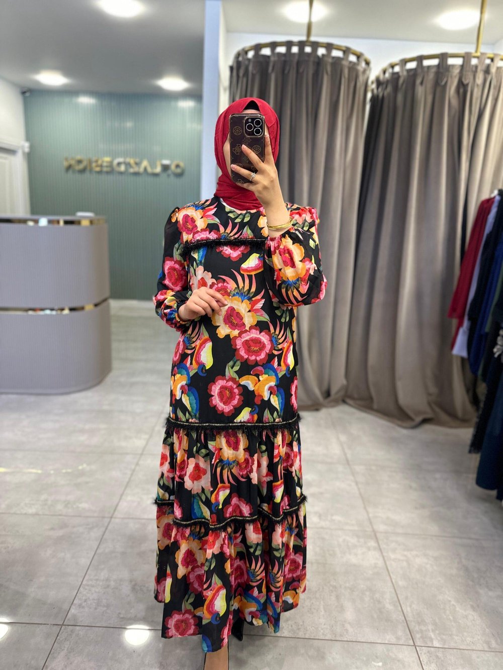Missemramiss Straight Line Elbise Flower Desen 4774 