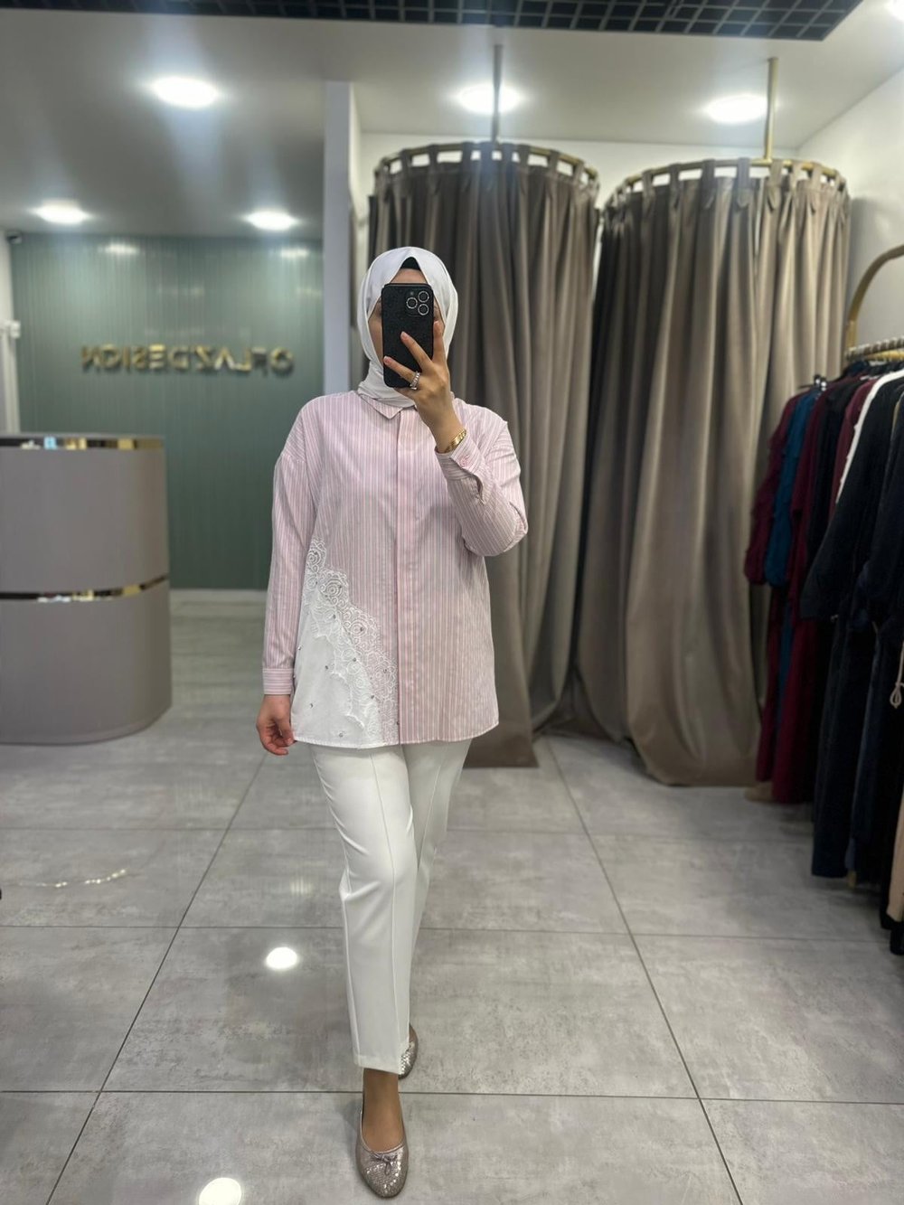 Nuss Dantel Detay Düğmeli Tunik Pembe 26Y 3007 