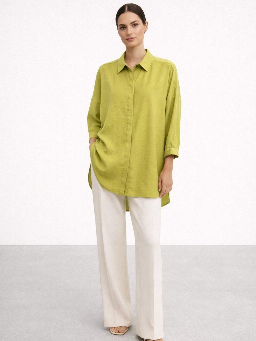 Nuss Oversize Düğmeli Gömlek Olive 26Y 3001