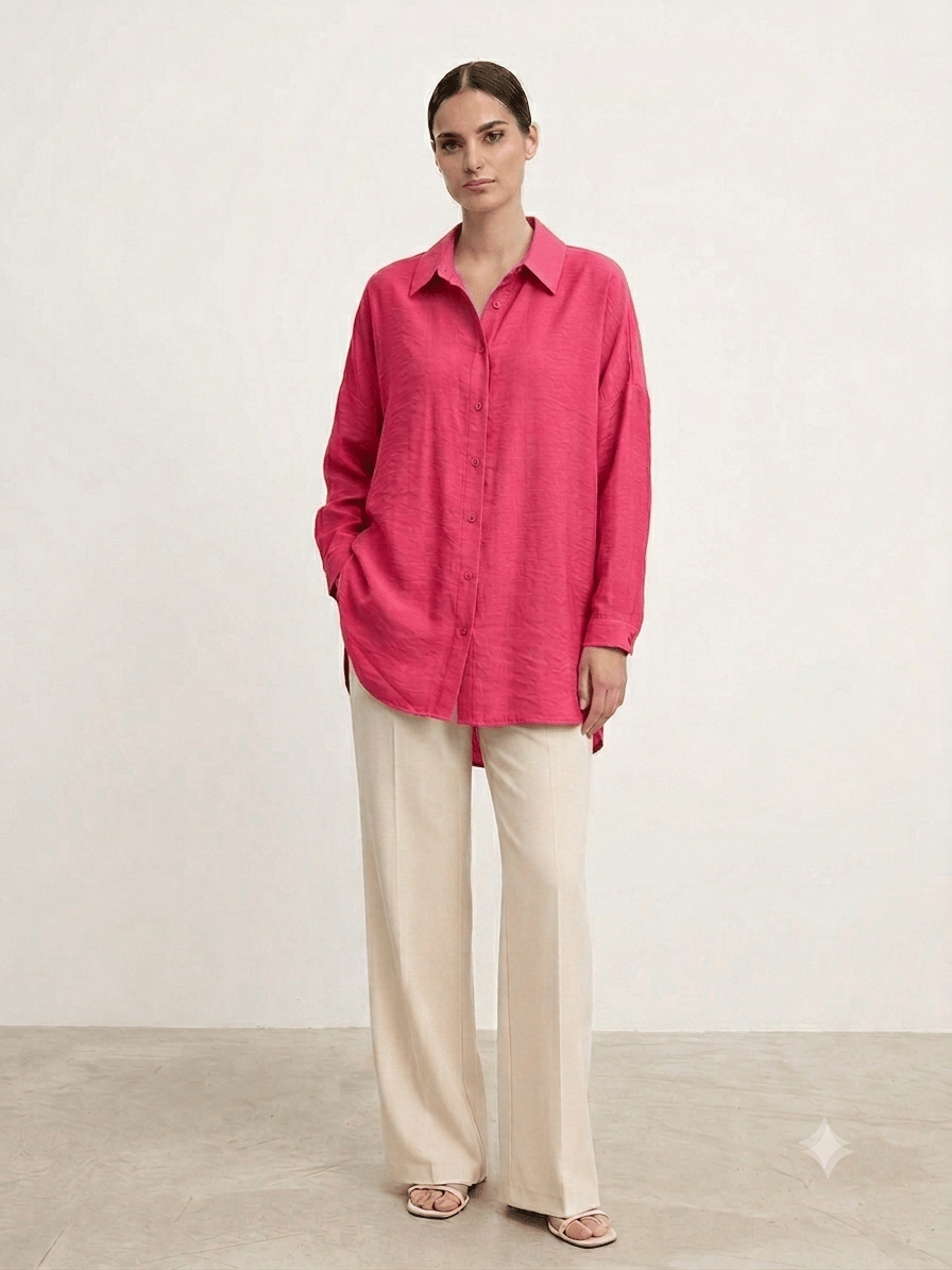 Nuss Oversize Düğmeli Gömlek Red Plum 26Y 3001