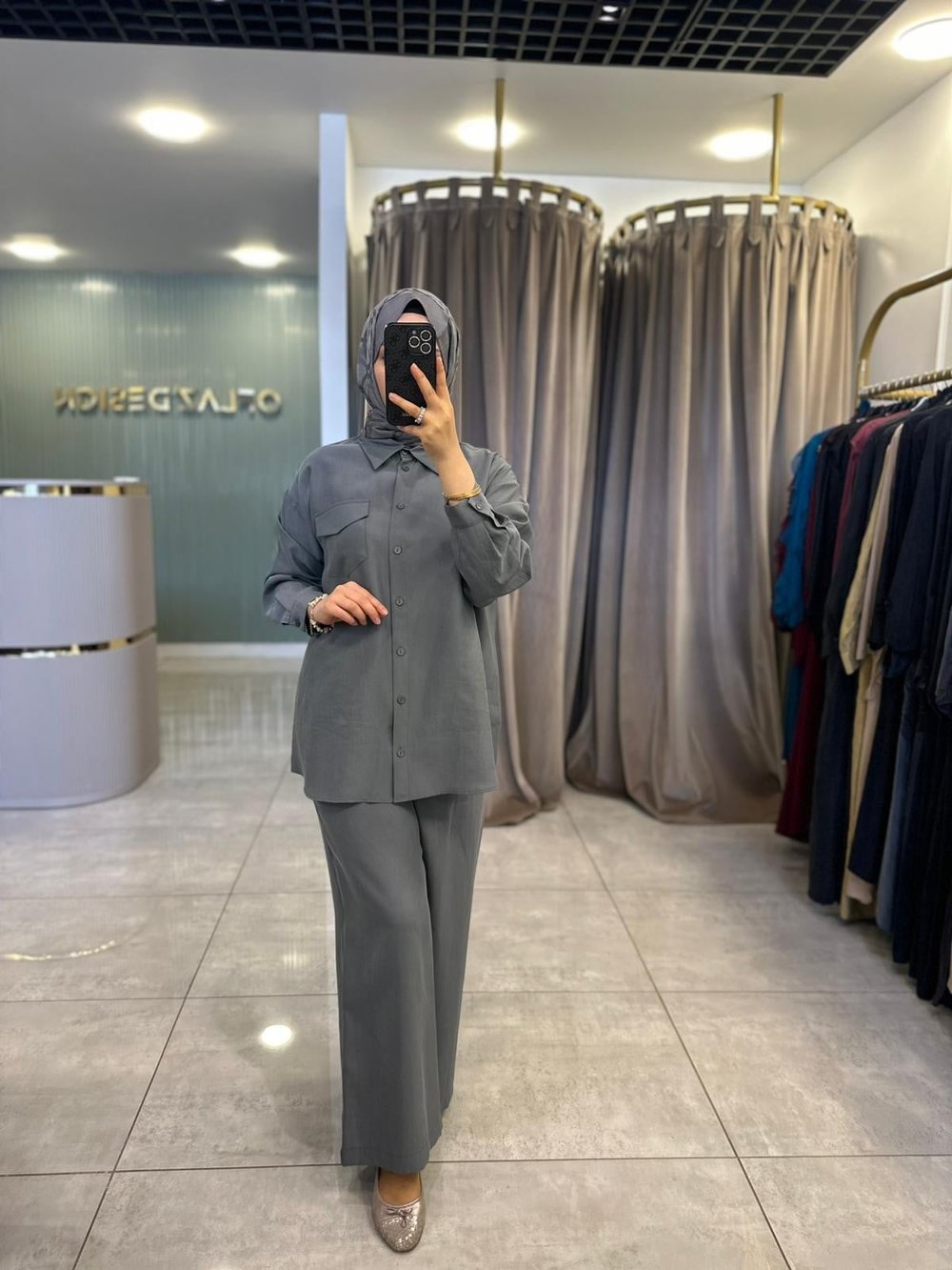 Nuss Tek Cep Kapak Detaylı Basic Pantolonlu Takım Antrasit 26Y 1063 