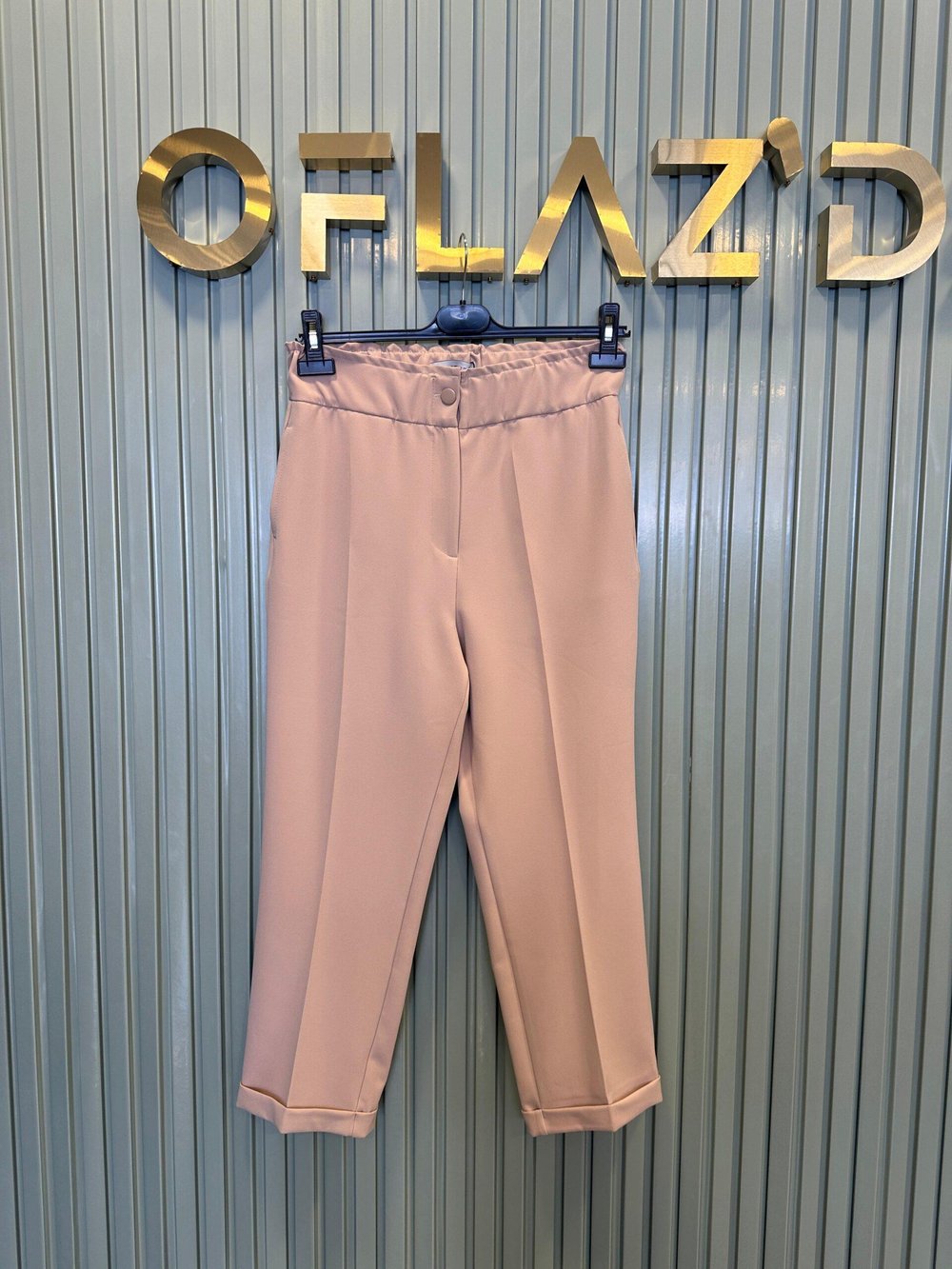 Sentez Beli Lastikli İnce Duble Paça Pantolon Camel 5514 