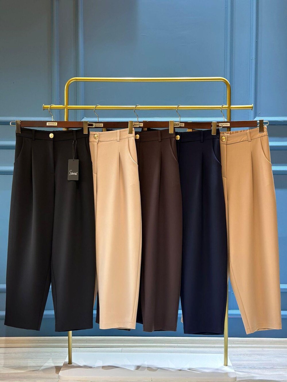 Sentez Roma Arkası Lastikli Pileli Pantolon Camel 5567 