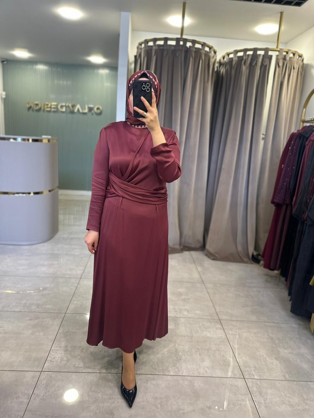 Wennora Vatkalı Elbise Bordo 1003