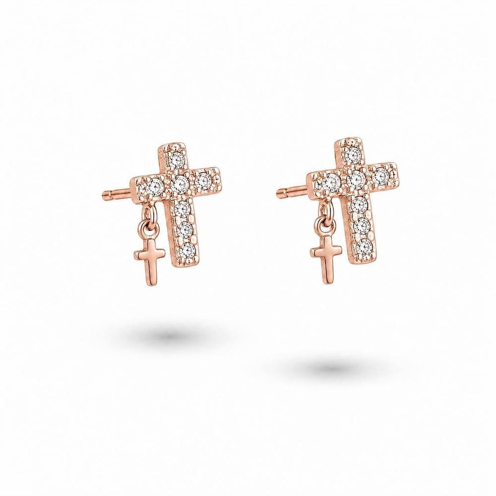 Mini Haç Küpe Rose Gold