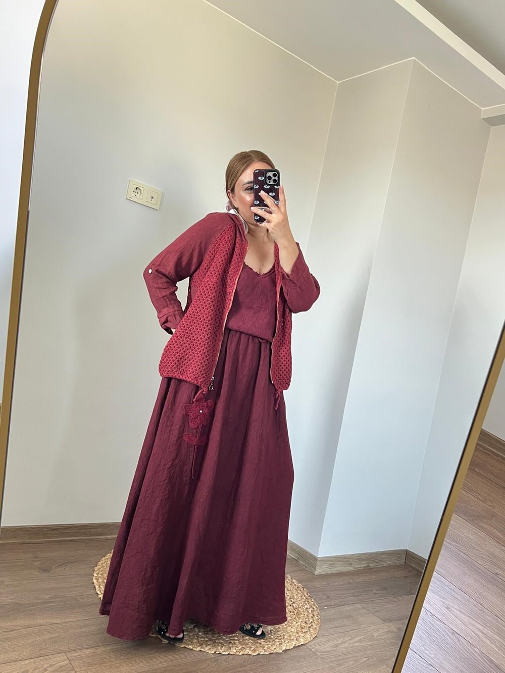 File Detaylı Kapişonlu İtalyan Ceket (Bordo) 