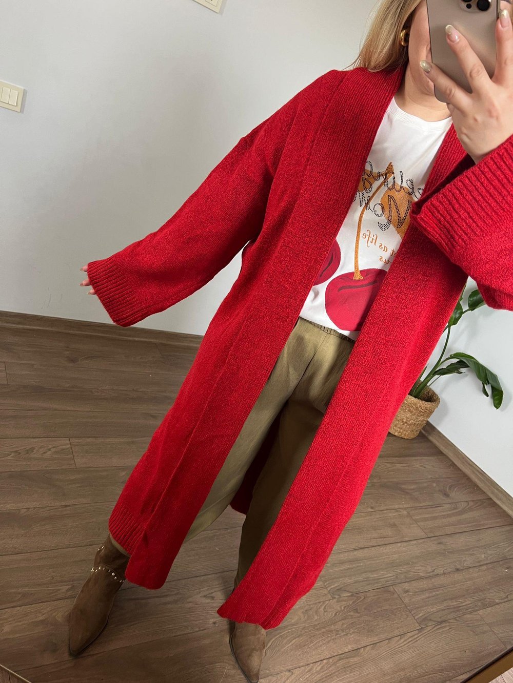 Maxi Triko Hırka (Kırmızı) 