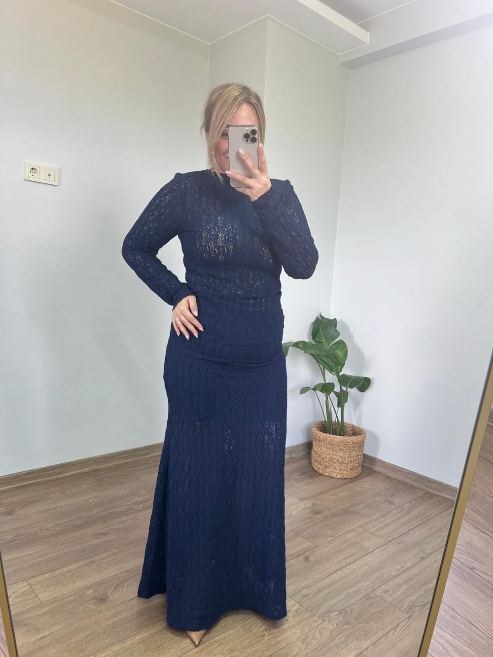 Orijina Marka Dantel Bluz (Lacivert)