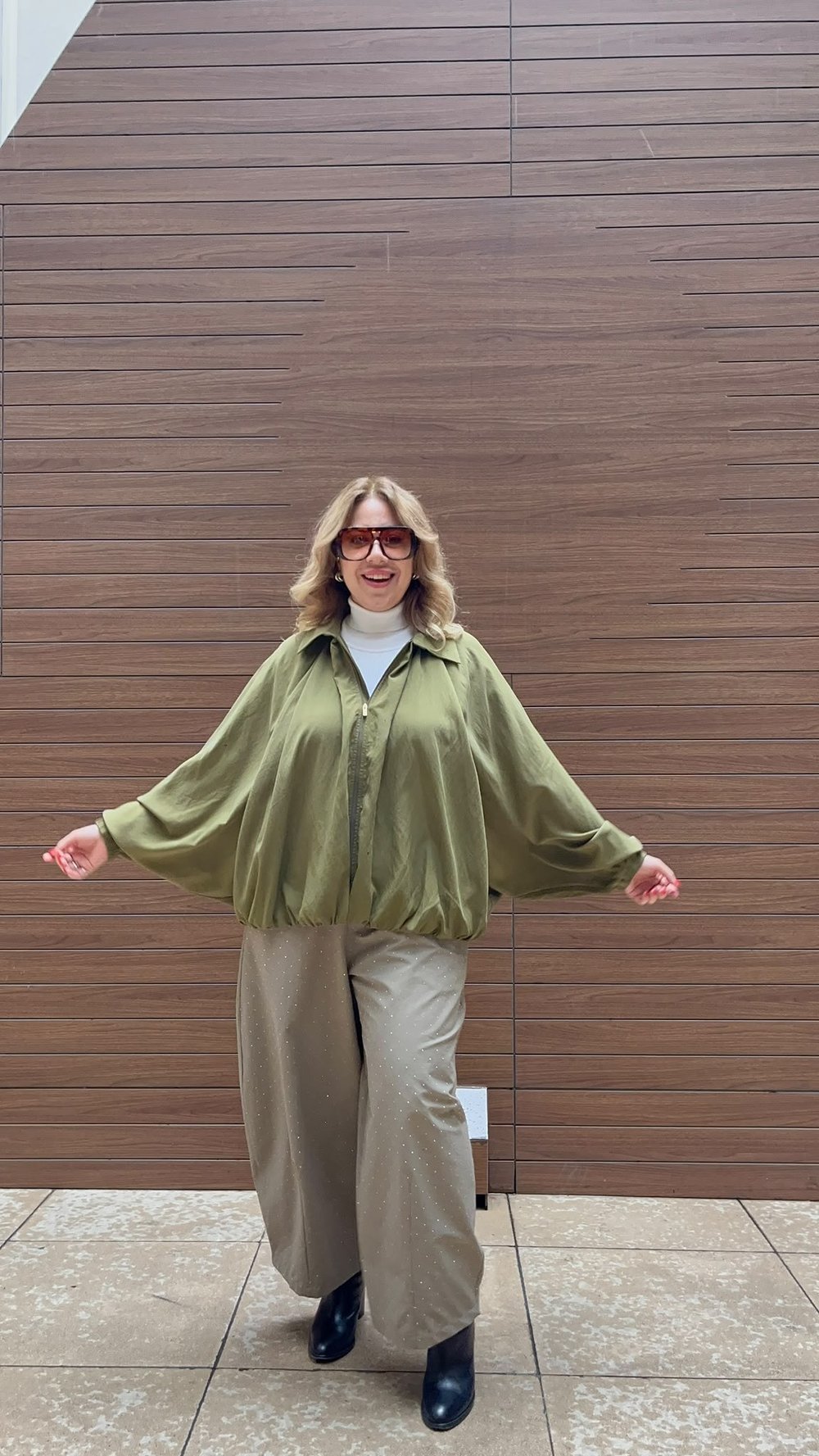 Oversize Kalıp Bomber Ceket (Haki Yeşil)