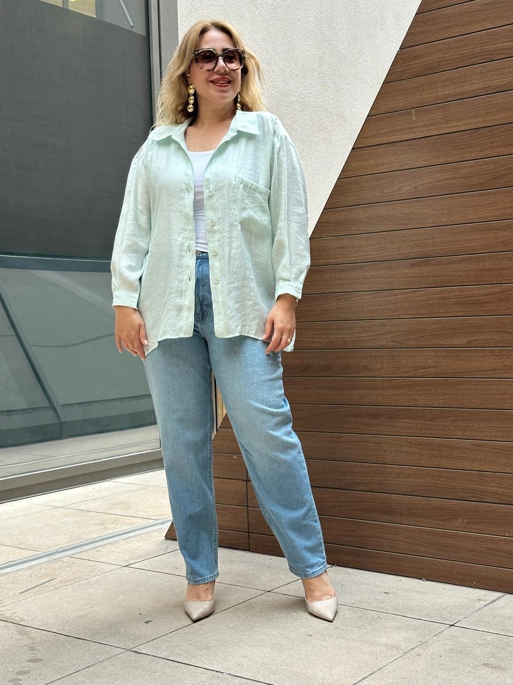 Oversize Standart Beden Gömlek (Buz mavi) 