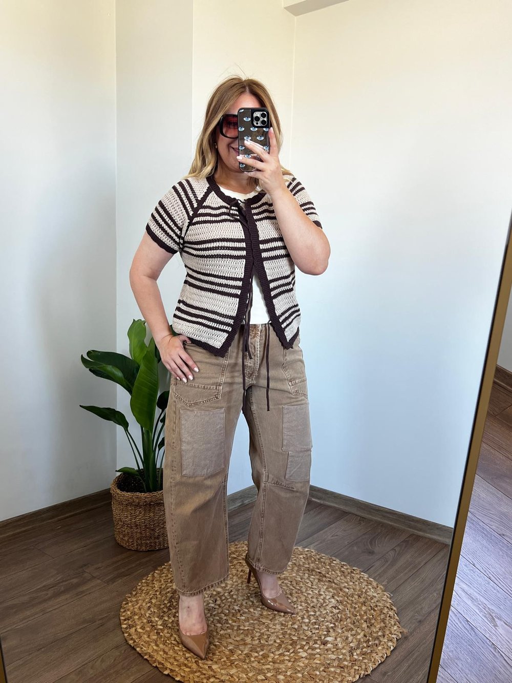 Yama Detaylı Baggy Pantolon Kahve