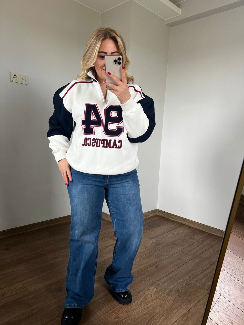 Yarım Fermuarlı 3 İplik Sweatshirt 