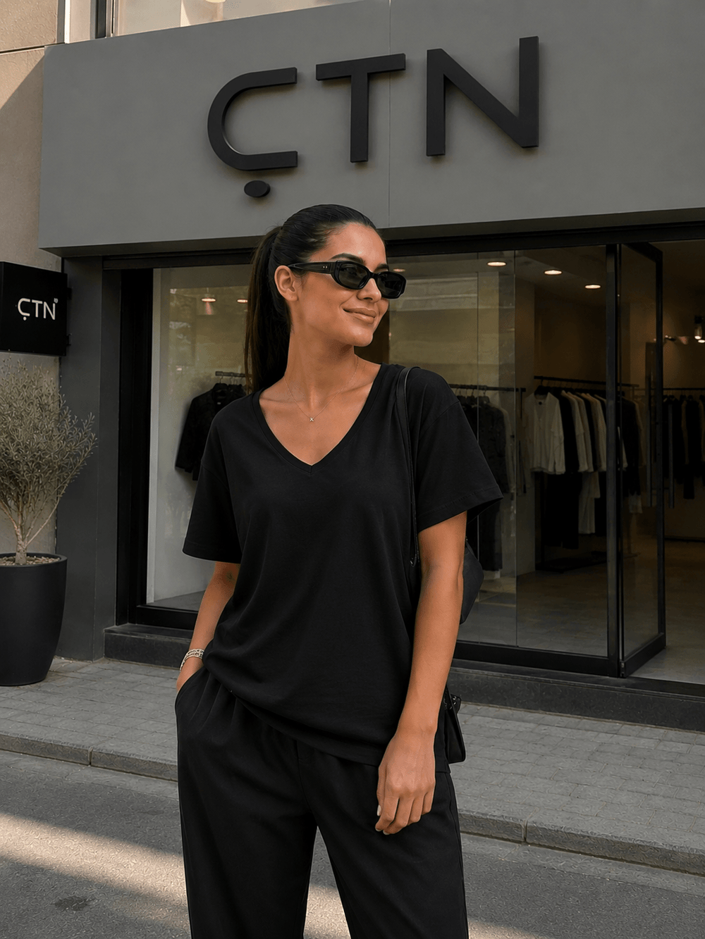 V Yaka Oversize Tshirt 