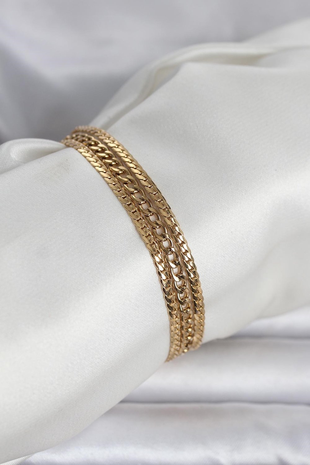 316L Çelik Gold Renk 3'lü Kadın Bileklik