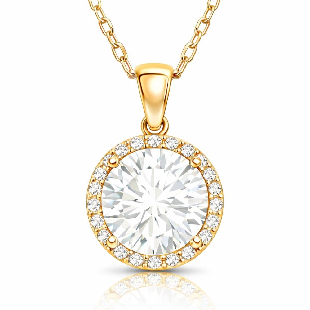 Gümüş Gold Yuvarlak Montür Kadın Kolye