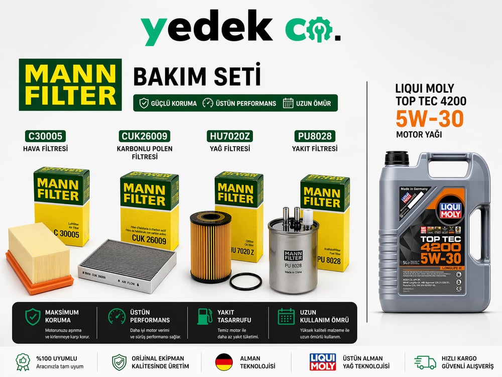 Mann Filter Mann Vw Golf7 1.6 Tdi Dizel Bakım Seti + Lıquı Moly Top Tec 4200 5W30 5 Lt