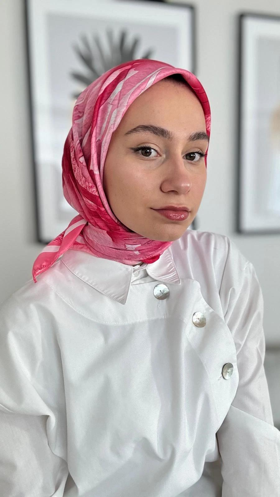 Marin Desen Soft Pamuk Eşarp-Pembe