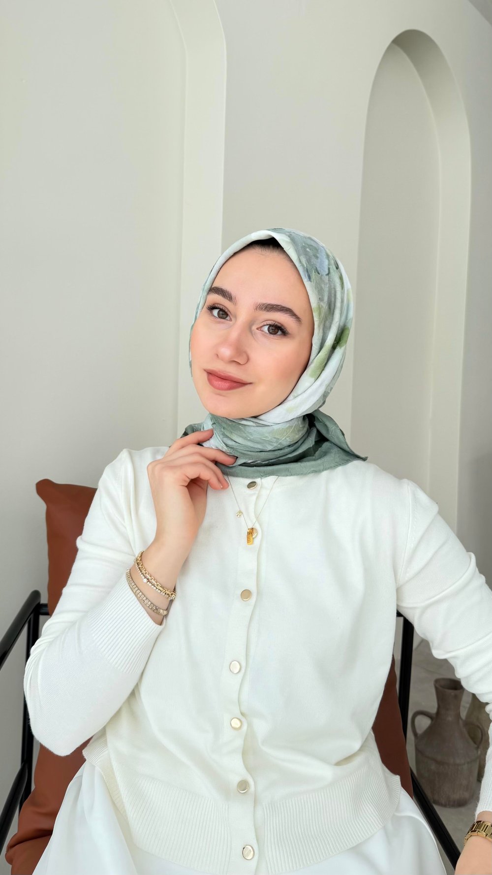 Batik Bambu Kraş Eşarp - Mint Yeşili