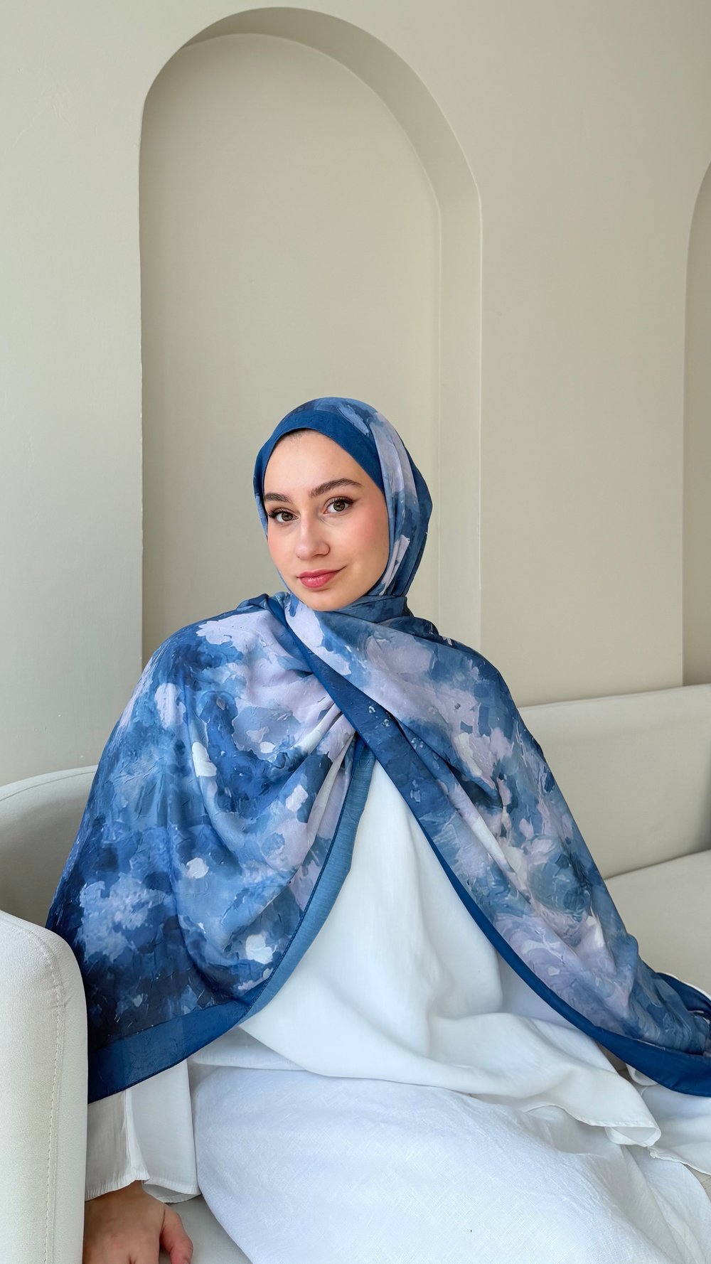 Batik Bambu Kraş Şal - Açık Lacivert
