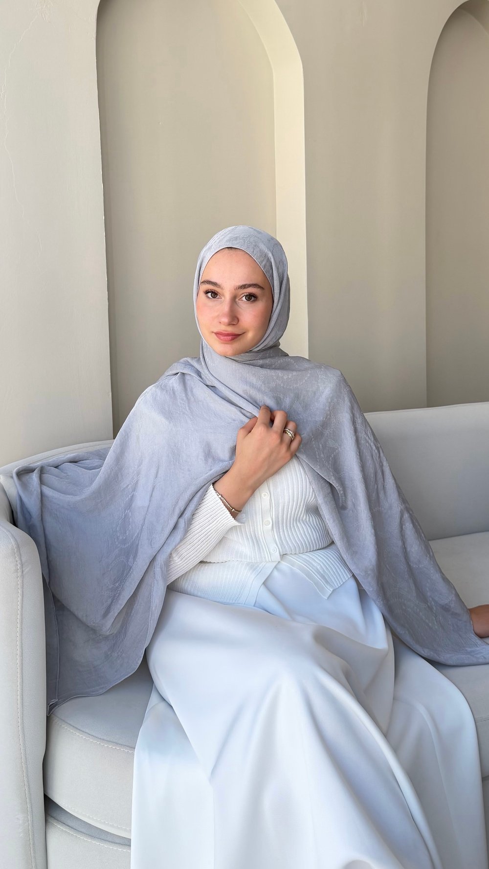 Coco Lux Pamuk Jakar Şal - Gümüş