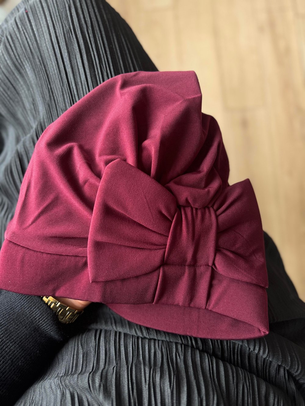 Fiyonklu Hazır Bone - Bordo