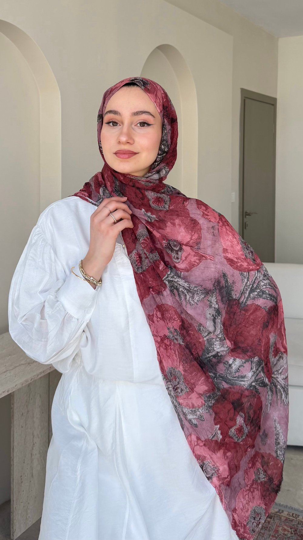 Flora Comfort Kraş Şal - Gül Kurusu
