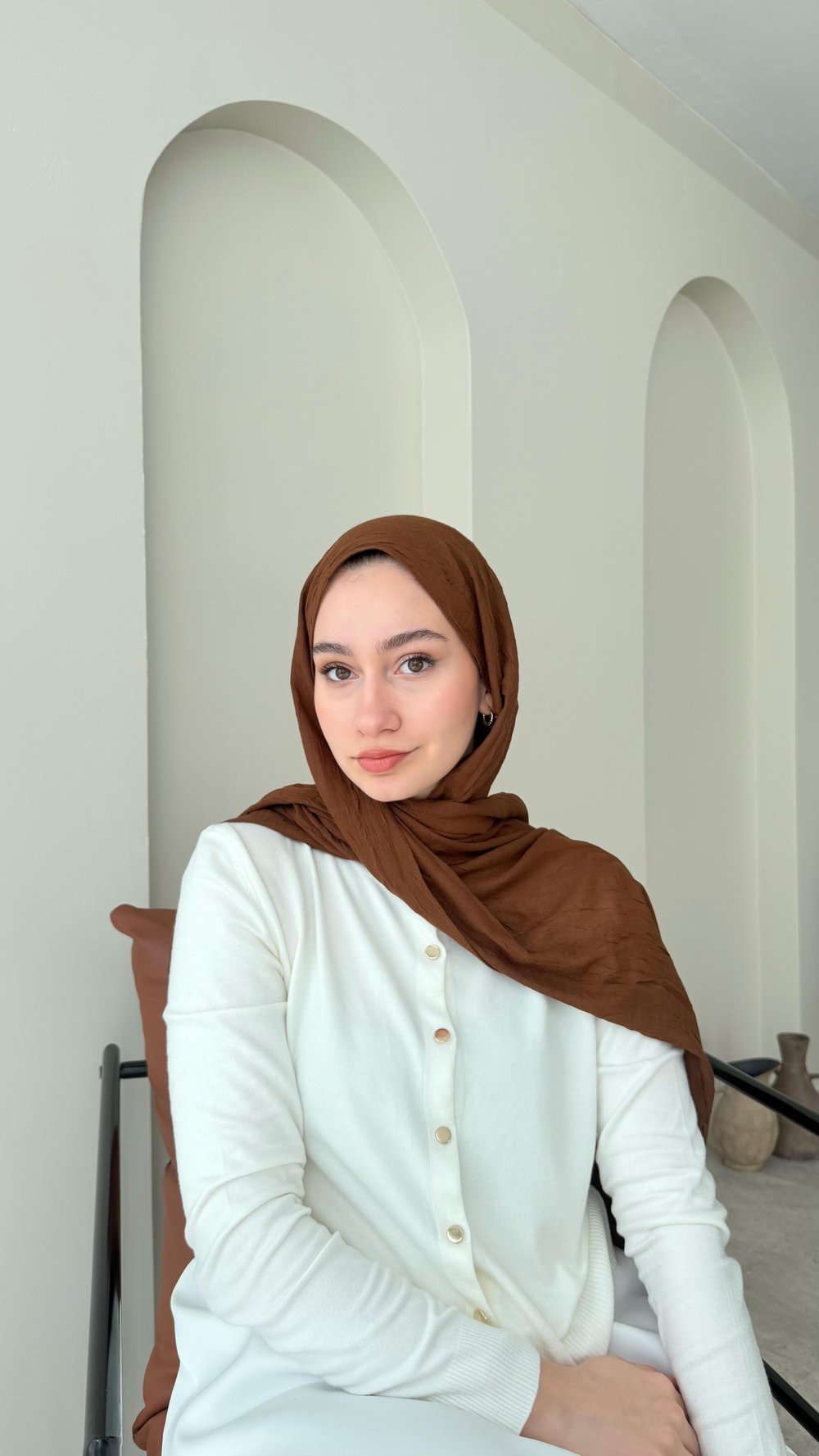 Leila Modal Pamuk Şal - Çikolata Kahve