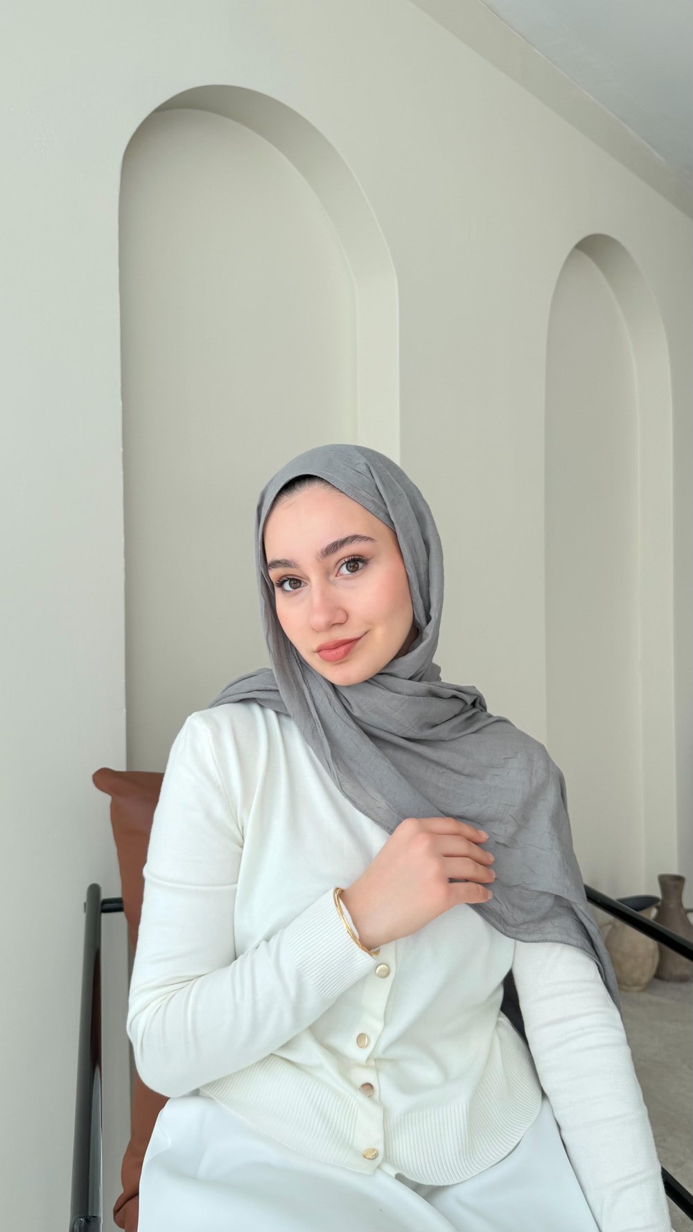 Leila Modal Pamuk Şal - Gri