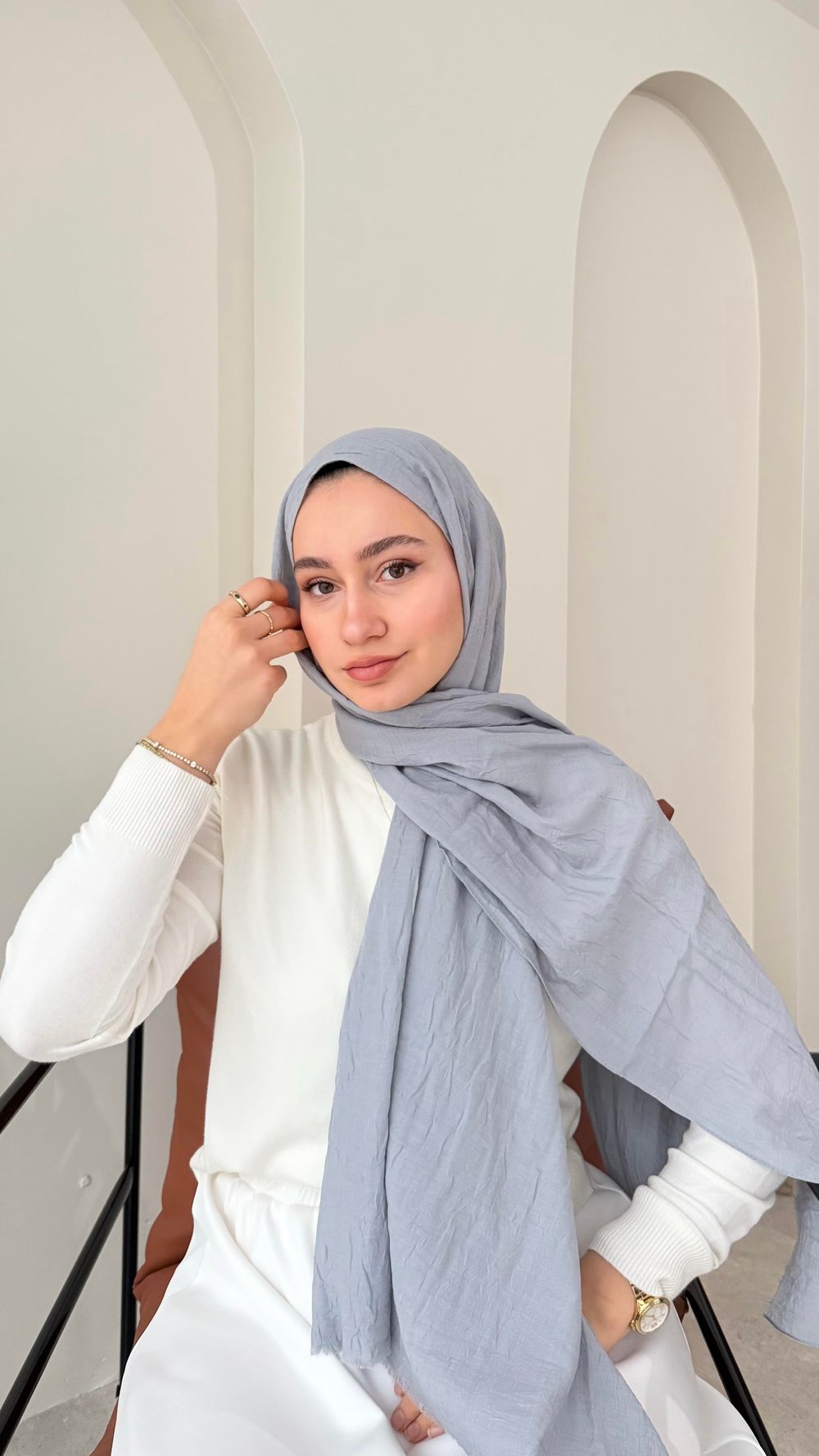Leila Modal Pamuk Şal - Gümüş