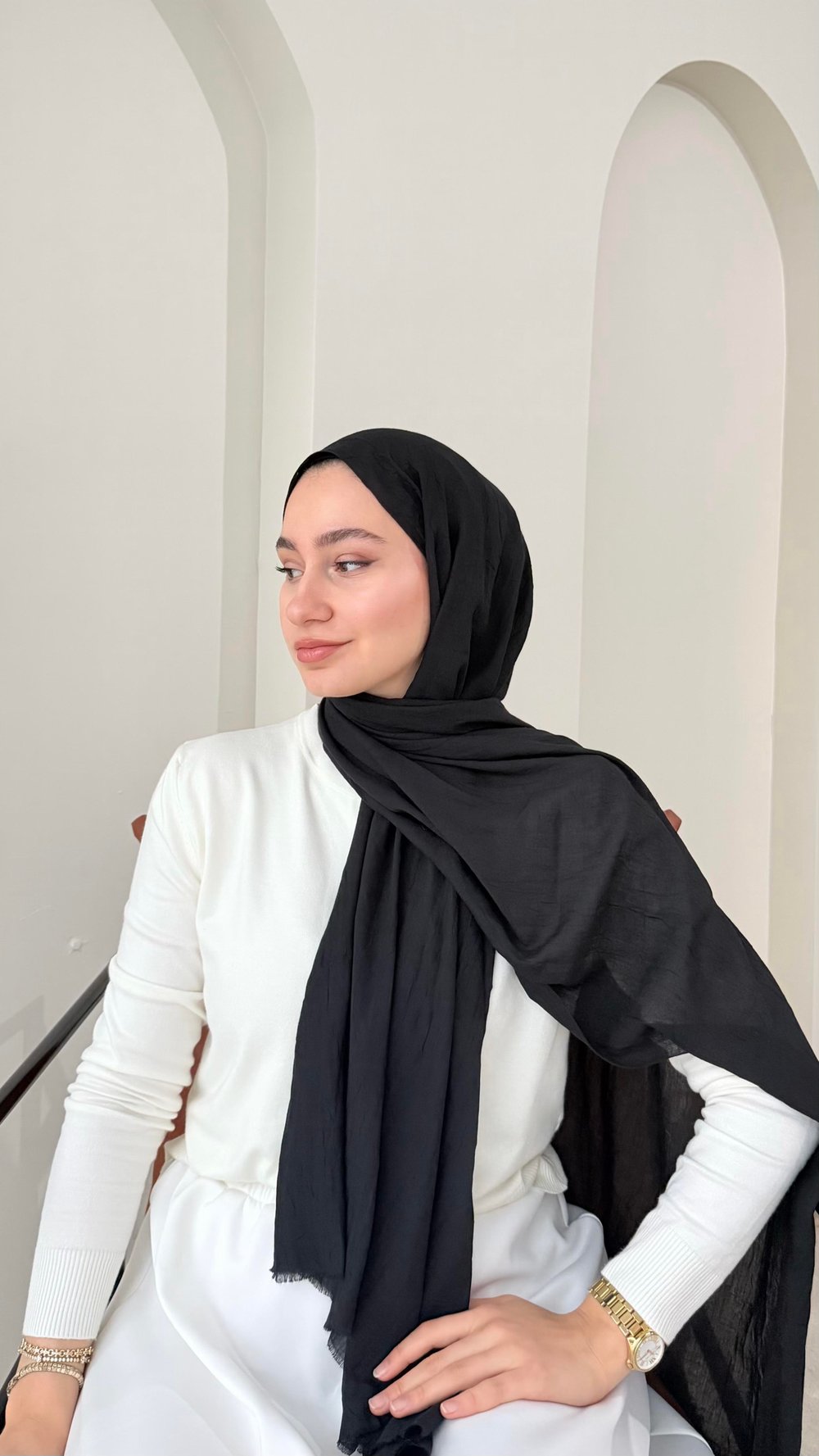 Leila Modal Pamuk Şal - Siyah