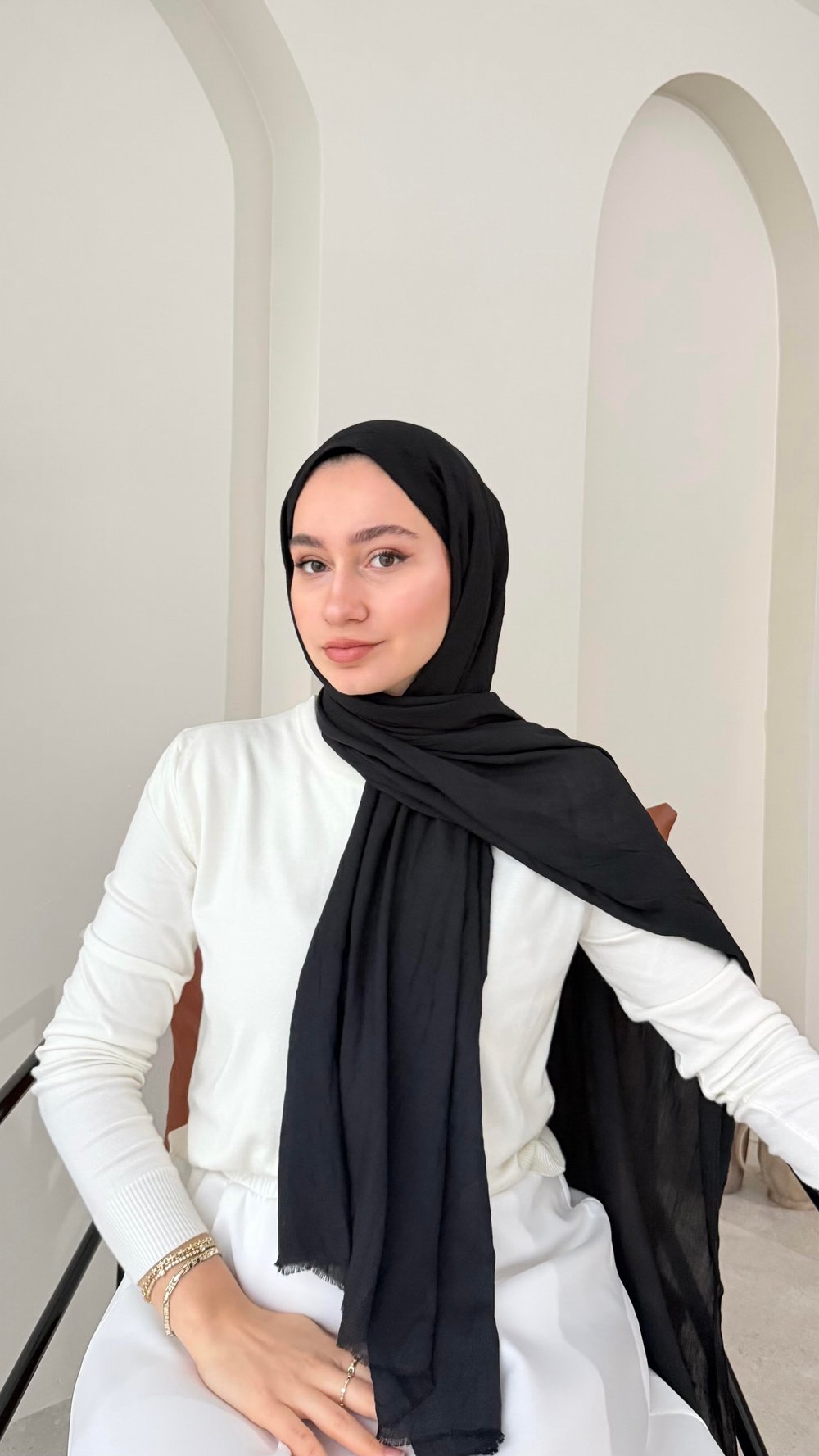Leila Modal Pamuk Şal - Siyah