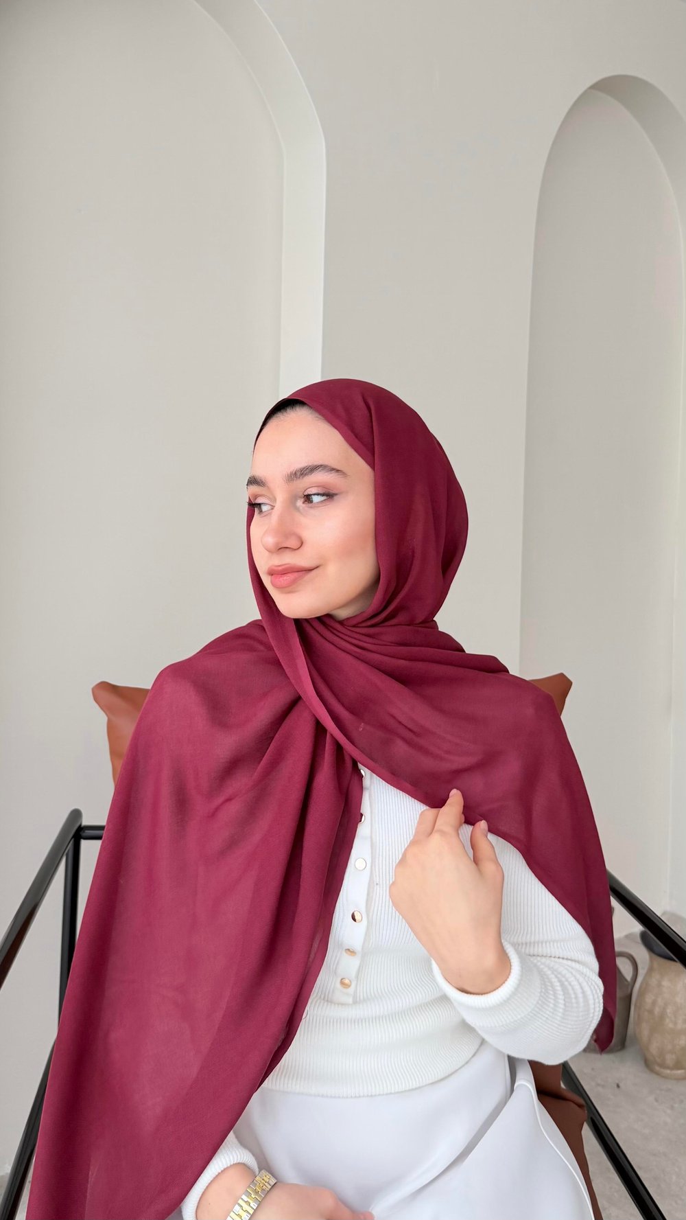 Lesa Kaşmir Viscon Şal - Bordo