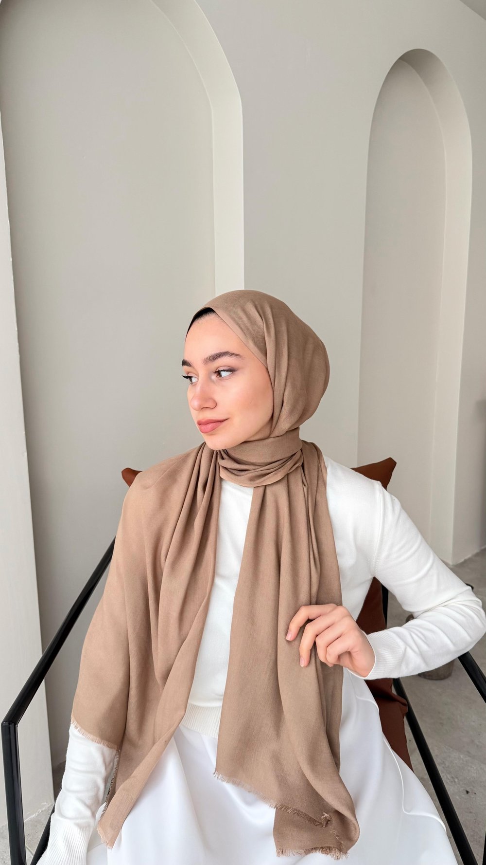 Lesa Kaşmir Viscon Şal - Camel