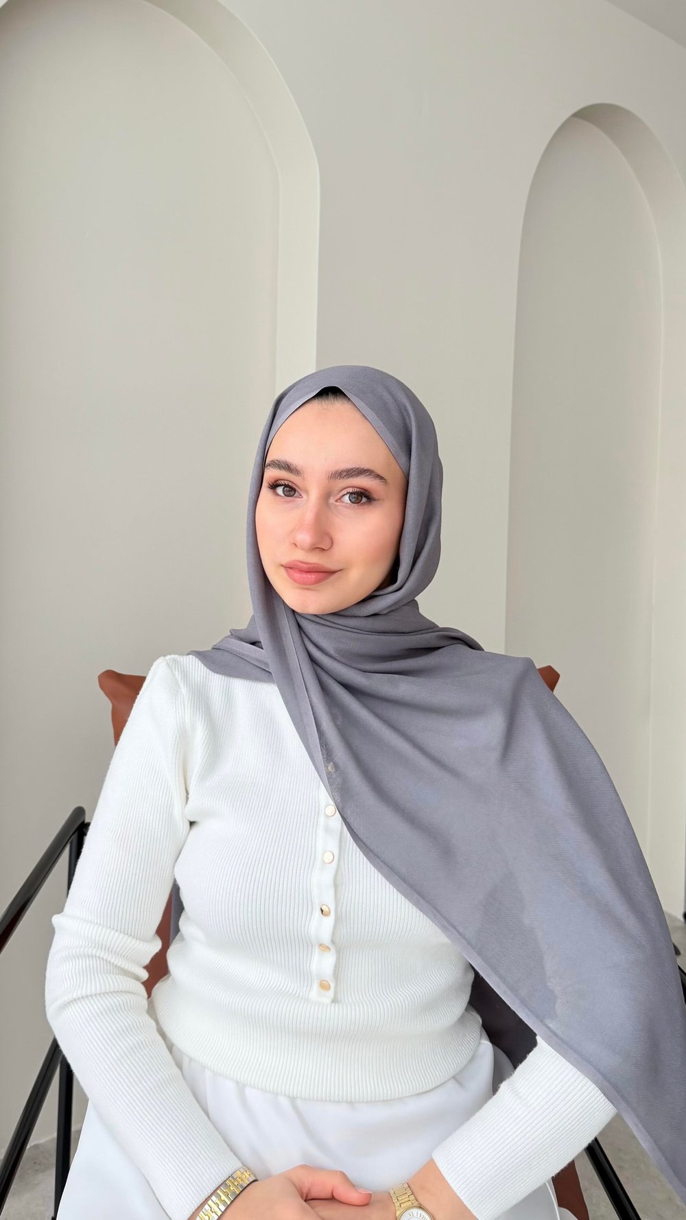 Lesa Kaşmir Viscon Şal - Koyu Gri